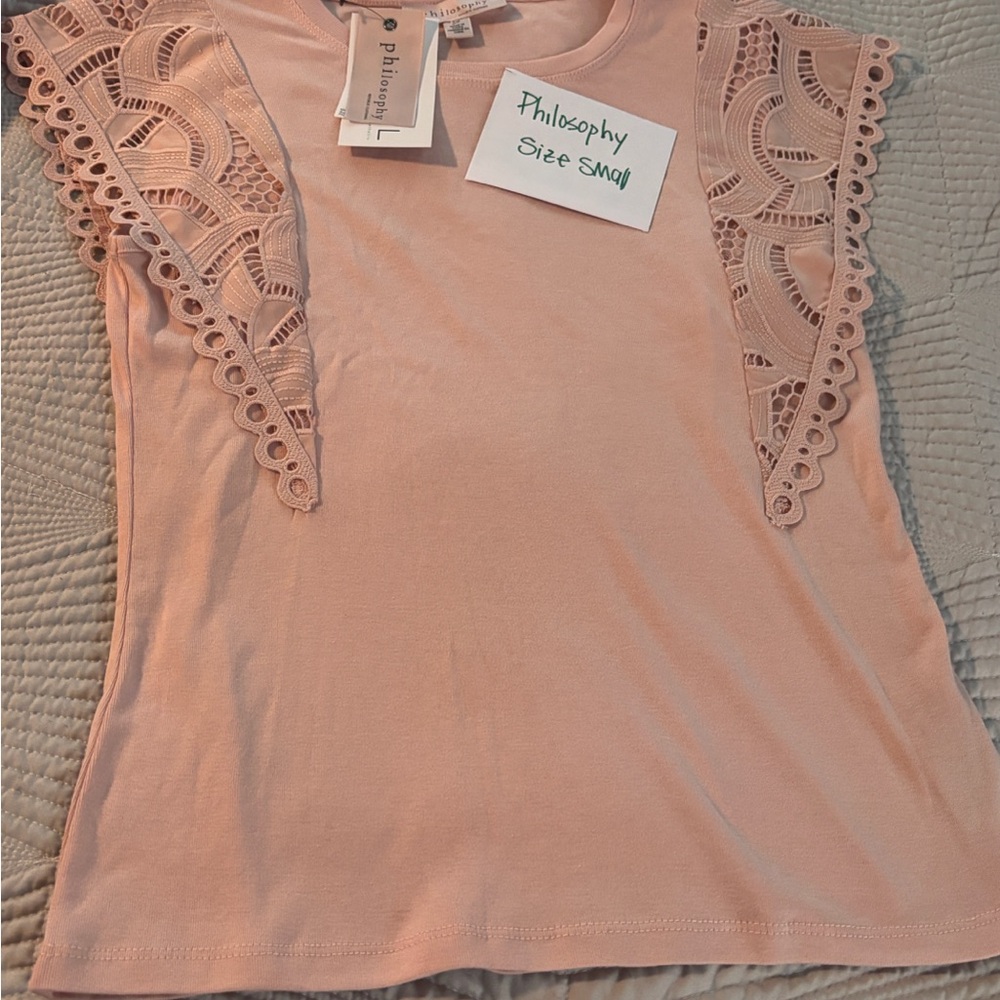 Philosophy Orange Pink Cropped Embellished Blouse